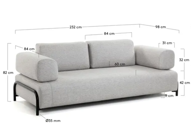 Sofa Damini 3 plazas beige 232cm