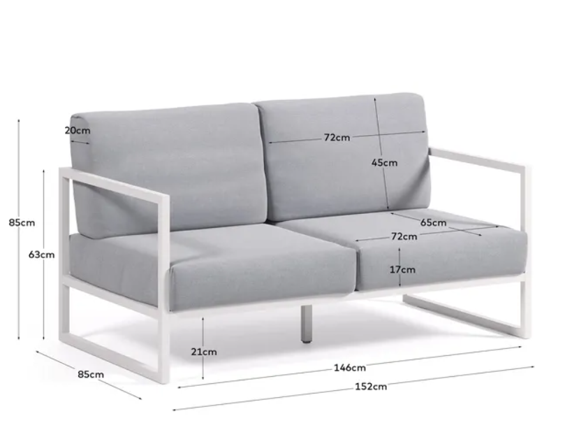 Sofá de exterior Benissa 2 plazas blanco y aluminio blanco 150cm