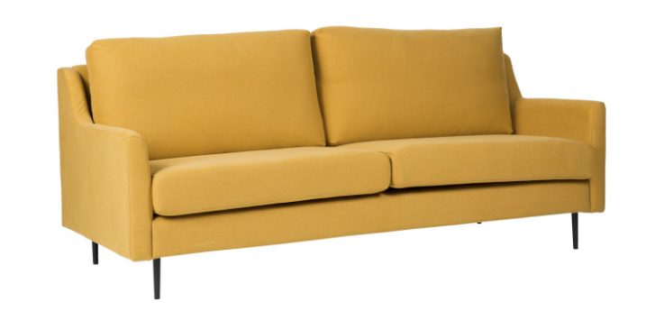 Sofa London tapizado en color mostaza 3 plazas