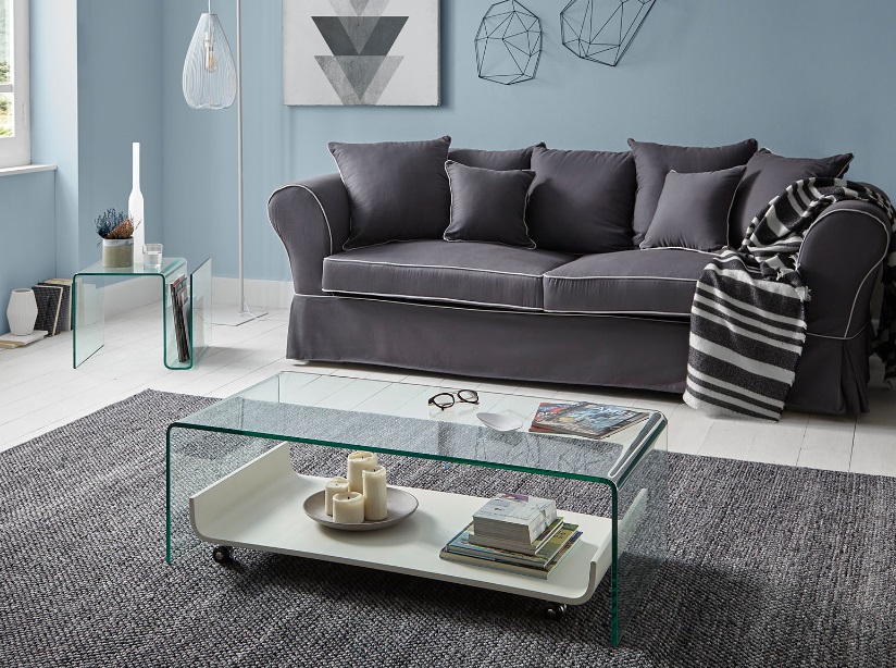 Sofa Mozart tela gris 3 plazas