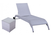 Mesita auxiliar rattan blanco Canoe