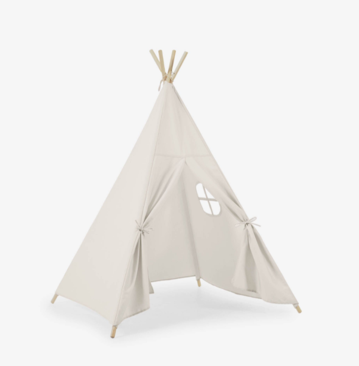 Tipi Doris 100% algodón blanco y patas de madera maciza de pino