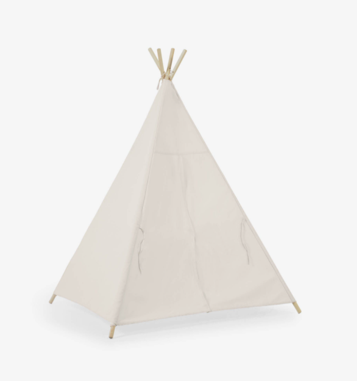 Tipi Doris 100% algodón blanco y patas de madera maciza de pino