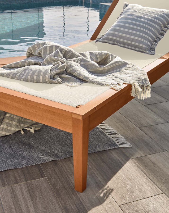 Tumbona de exterior Santorini madera y textilene beige