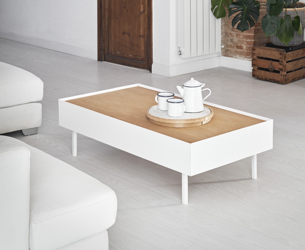 Mesa de centro Arista blanco mate roble 110x60