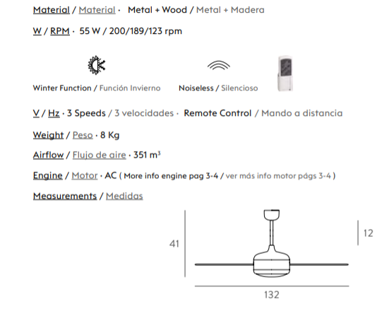 Ventilador de techo con luz Blair niquel satinado