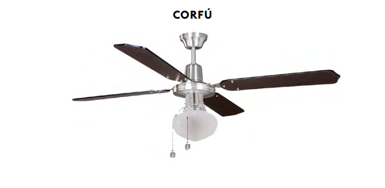 Ventilador de techo con luz Corfu niquel satinado