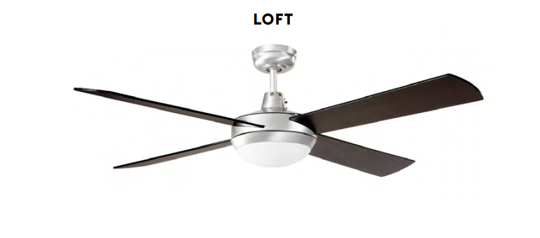 Ventilador de techo con luz Loft cromo satinado