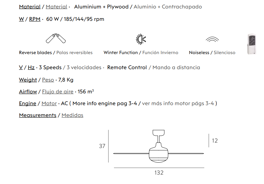 Ventilador de techo con luz Loft cromo satinado