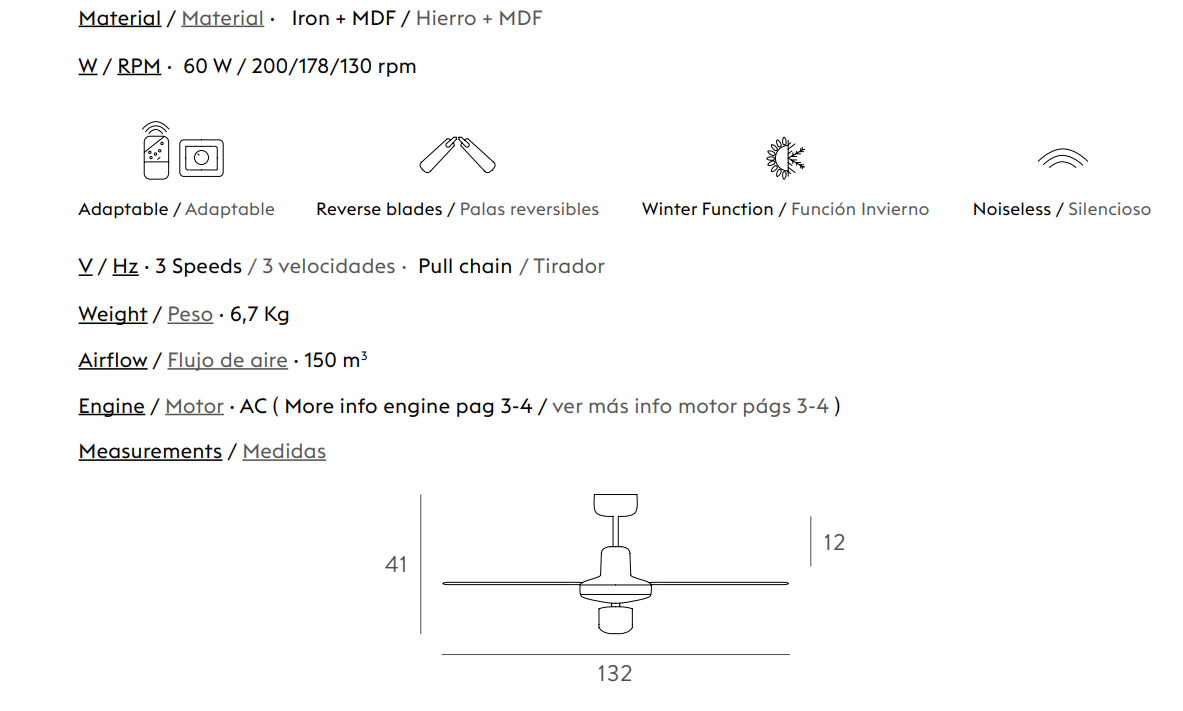 Ventilador de techo Maoui niquel satinado