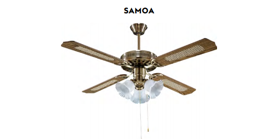 Ventilador de techo con luz Samoa madera roble