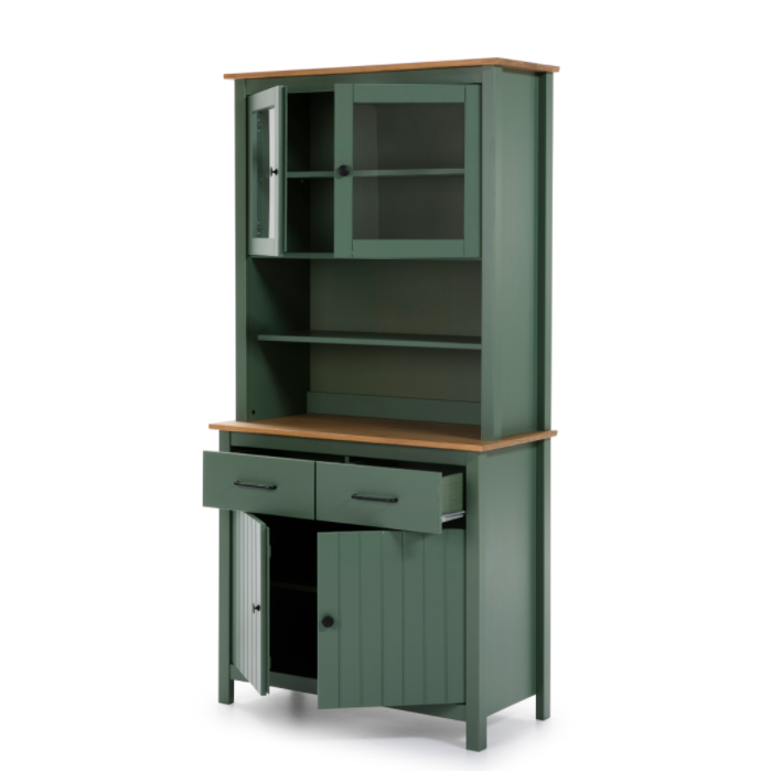 Mueble vitrina Miranda madera verde 90 cm