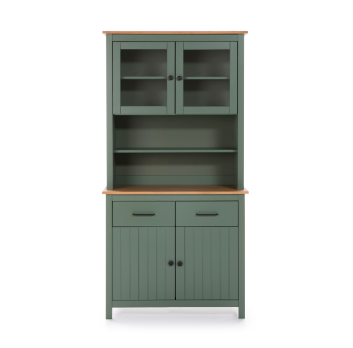 Mueble vitrina Miranda madera verde 90 cm