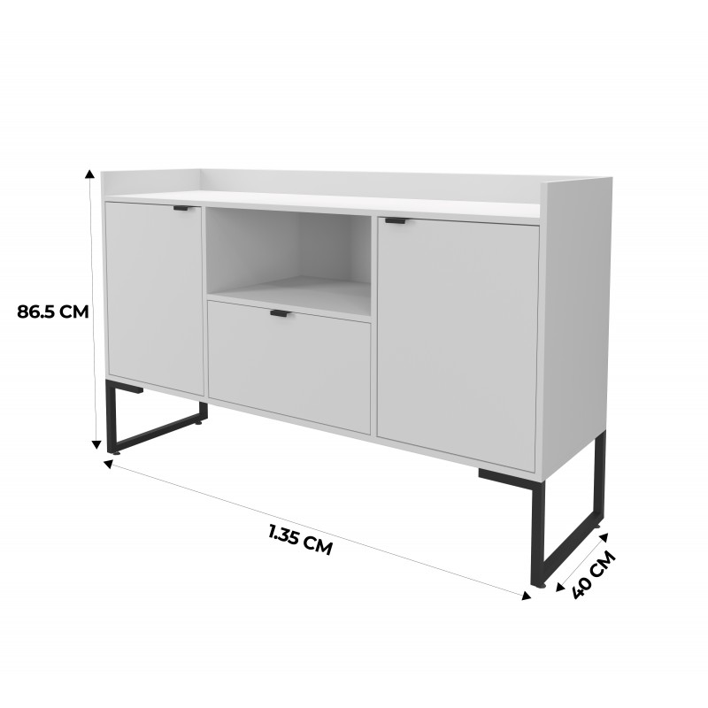 Aparador buffet Anika blanco y metal negro 135cm