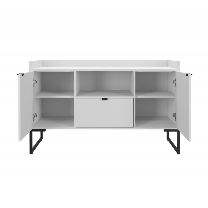 Aparador buffet Anika blanco y metal negro 135cm