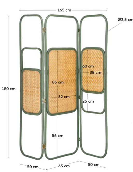 Biombo de ratán 165x180 cm