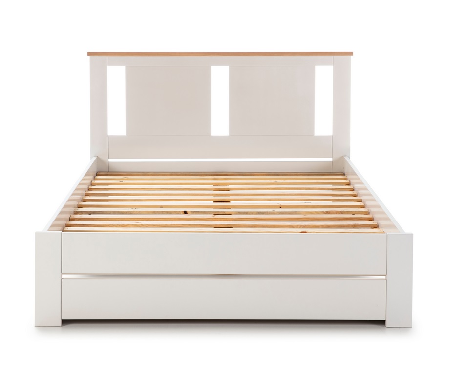 Cama madera Enara blanco con somier 140x190 cm