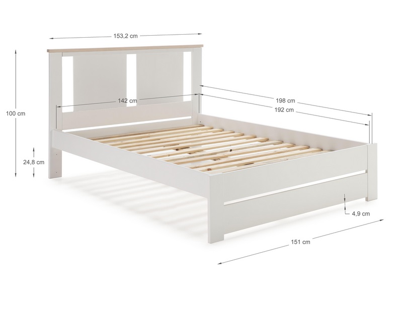 Cama madera Enara blanco con somier 140x190 cm