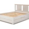 Cama madera Enara blanco con cajon y somier 140x190 cm