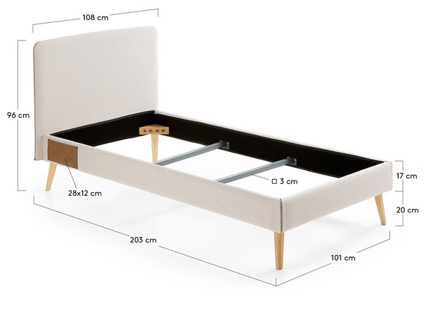 Cama nordica pocket tela beige 190x90