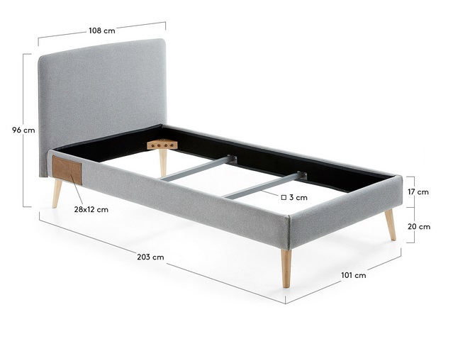 Cama nordica pocket tela gris 190x90