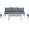 Set sofas terraza blanco cojines gris 5 plazas kay