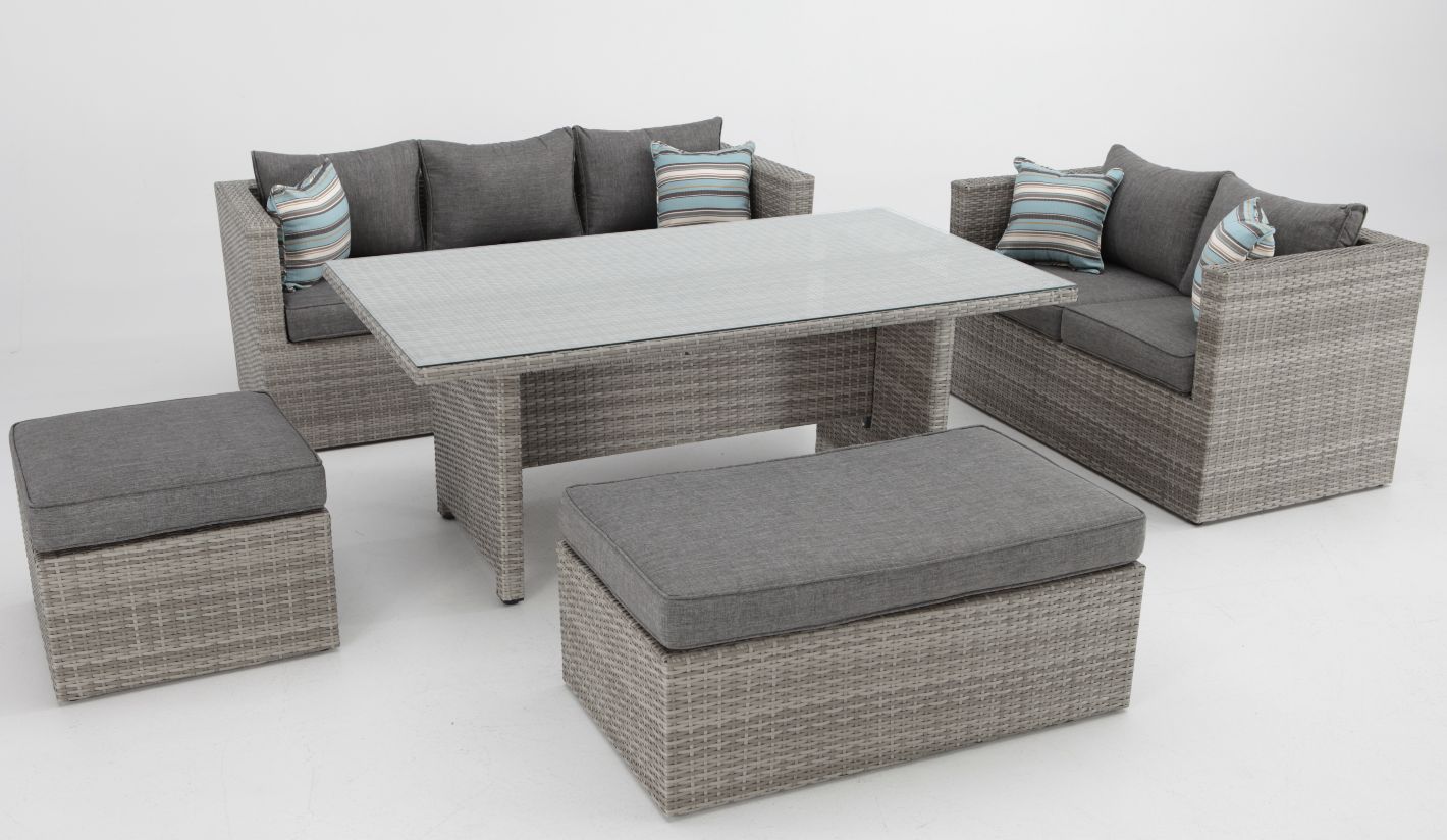 Set sofas de terraza con mesa de comedor rattan Carmel