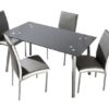 Conjunto de comedor mesa cristal negro 140x80 silla gris