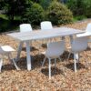 Conjunto de jardin Siena aluminio blanco sobre ceramico