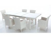 Mesa extensible rattan blanco Artic 180/240 x 100 cm