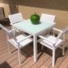 Conjunto terraza Taha aluminio textilene blanco