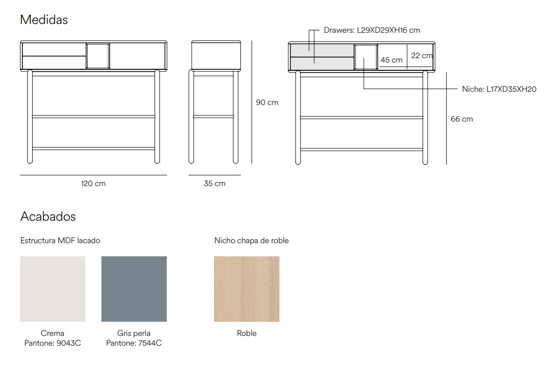 Consola Corvo blanco crema 120x35