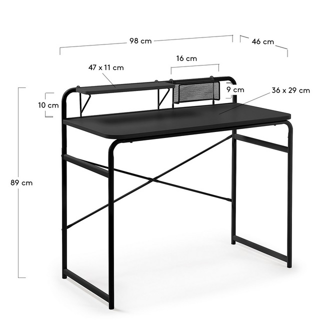 Escritorio metal negro campus 98x46