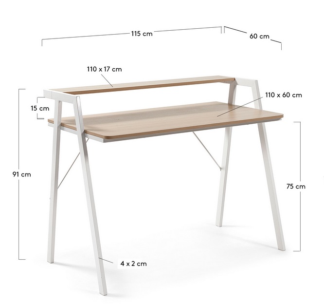 Escritorio madera nordico visby 115x60