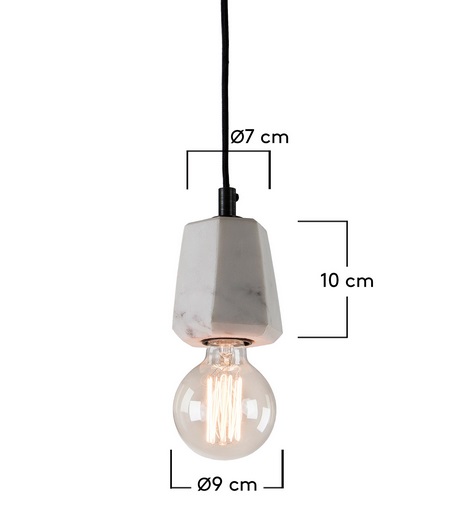 Lampara suspension marmol prisma blanco 12