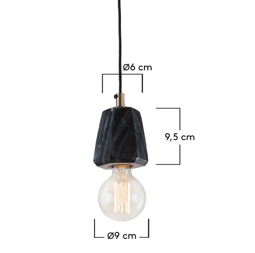 Lampara suspension marmol prisma negro 12