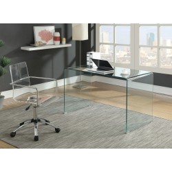 Mesa escritorio de cristal curvado transparente 125x70