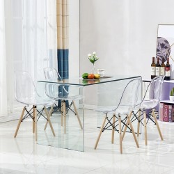 Mesa escritorio de cristal curvado transparente 125x70