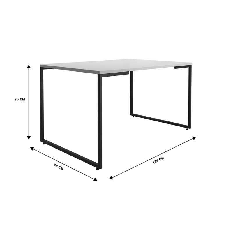 Mesa comedor Oporto metal negro y blanco 135x90cm