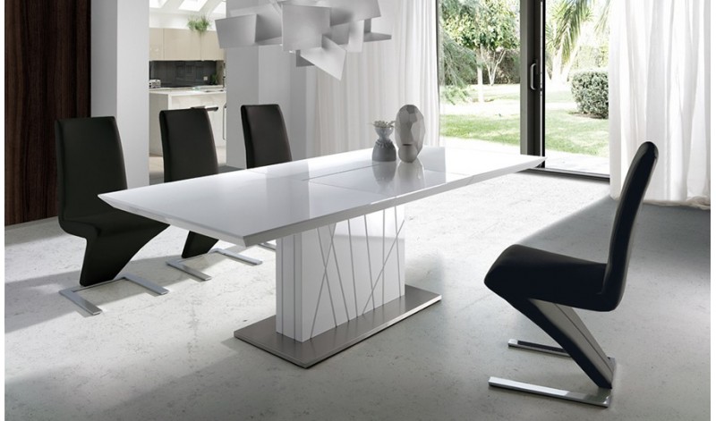 Mesa extensible blanco brillo 160-220x90