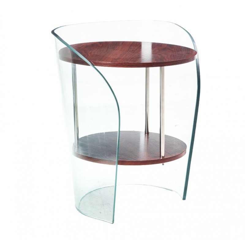 Mesa auxiliar Bruna cristal curvado 50x50cm