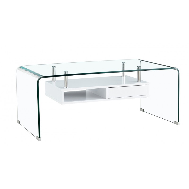 Mesa de centro de cristal con estante 110x60cm