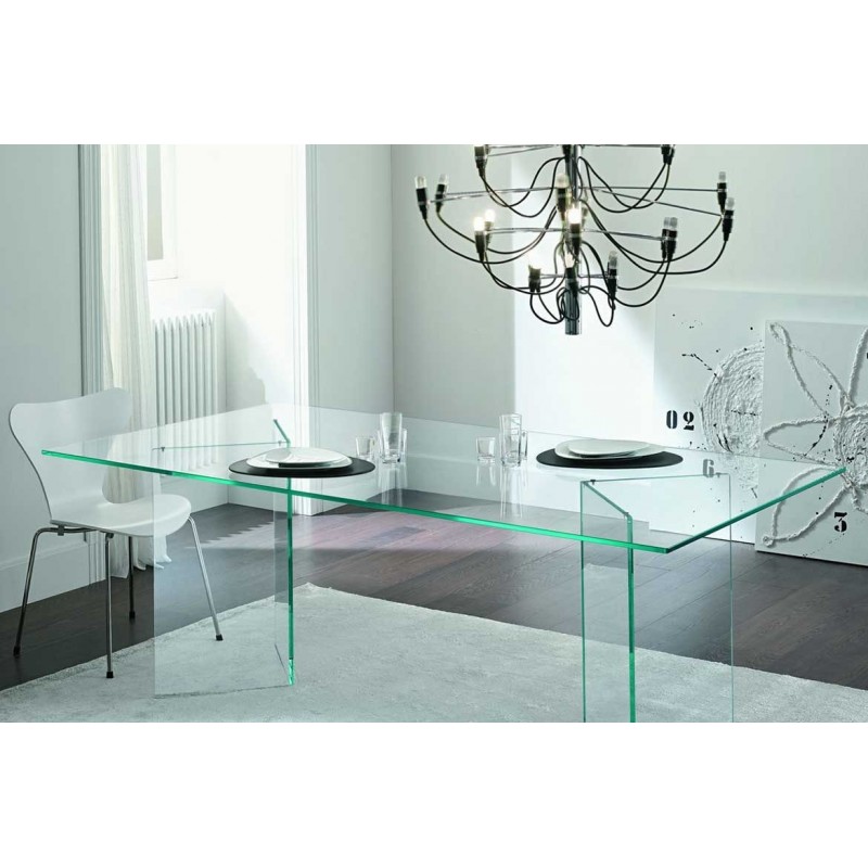 Mesa Bruno de cristal transparente 200x120cm