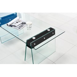 Mesa de centro Monaco cristal transparente madera 120x60cm