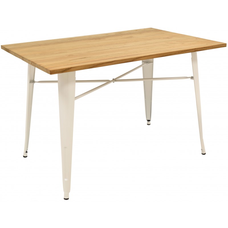 Mesa Tolix blanco madera maciza 160cm