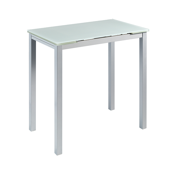 Mesa de cocina alta extensible Porto cristal blanco