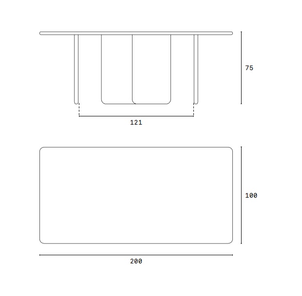 Arq mesa rectangular fresno natural 200x100