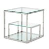 Mesa auxiliar de rincon acero inoxidable cristal 55x55 M-65