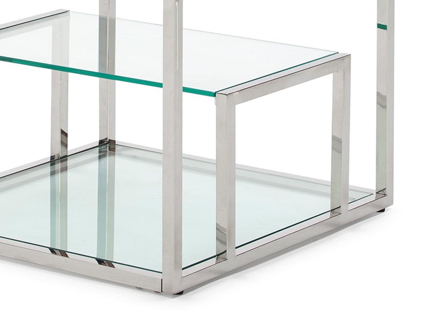 Mesa auxiliar de rincon acero inoxidable cristal 55x55 M-65