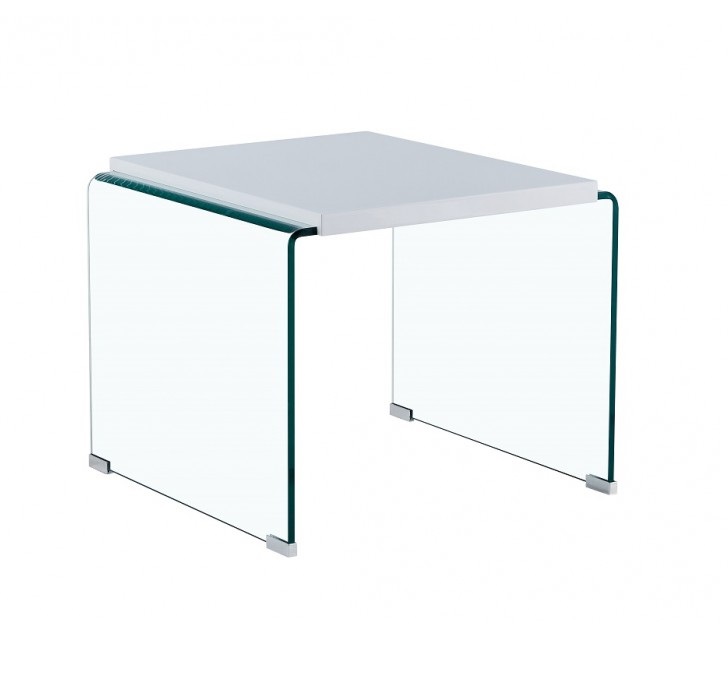 Mesa auxiliar canada cristal lacado blanco brillo 60x63